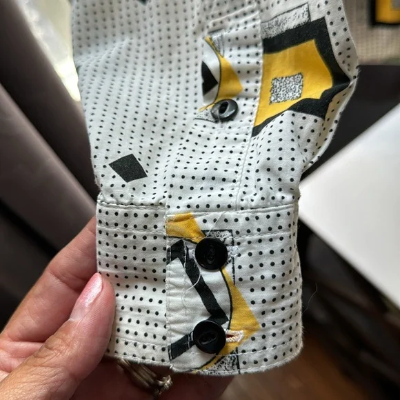 Vtg. Liz Wear long sleeve 100% cotton 80’s 90’s geometric pattern blouse - Picture 4 of 9